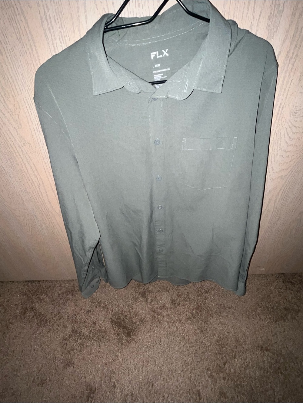 FLX - Men's Olive Green Button-Up Shirt